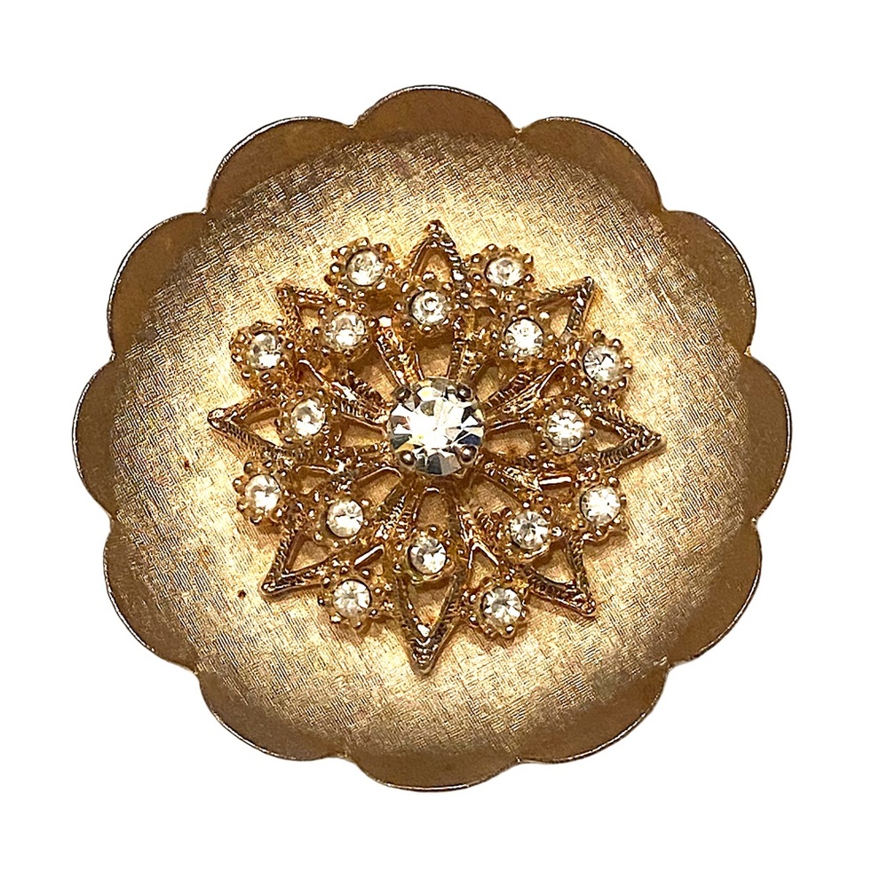 Vintage 1950s Rhinestone Gold Brooch